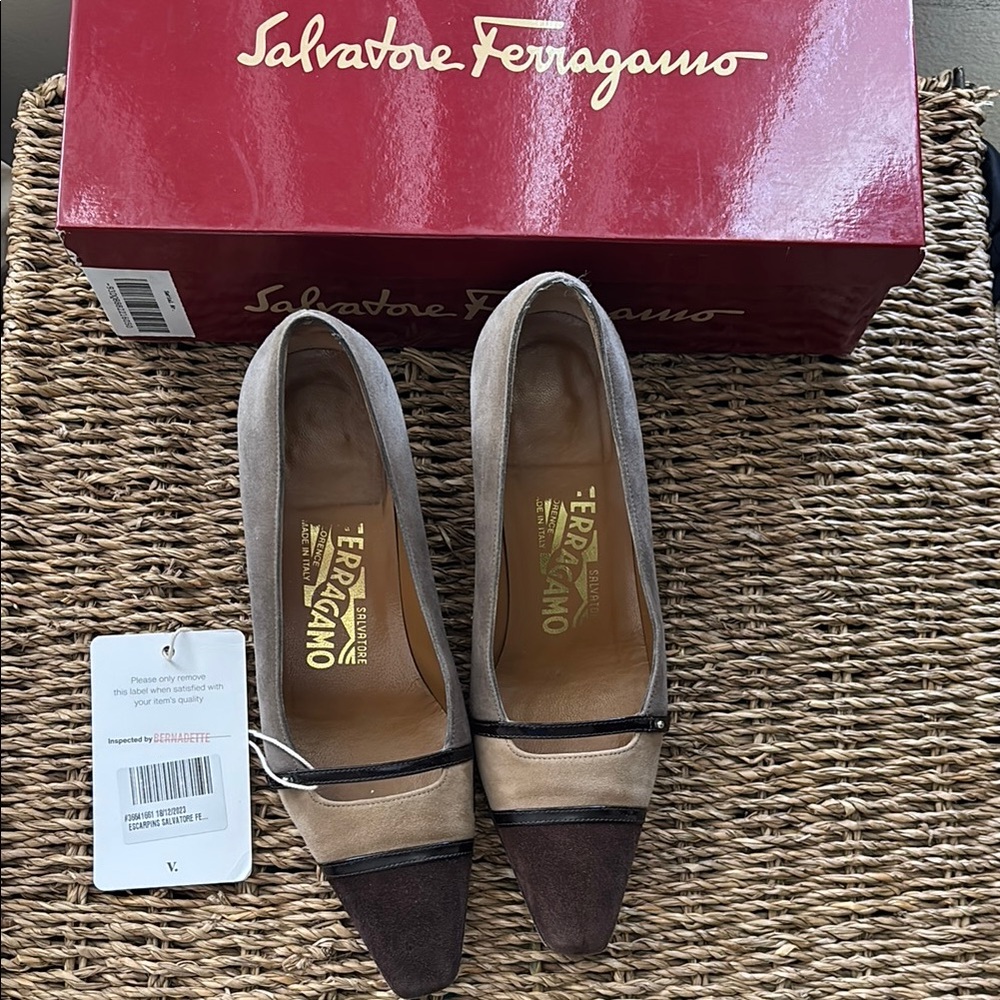 Salvatore Ferragamo Women's Tan and Brown Heels
